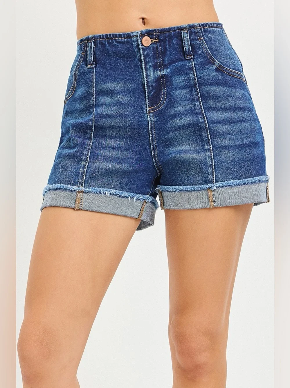 RISEN Slouchy Cuffed Denim Shorts